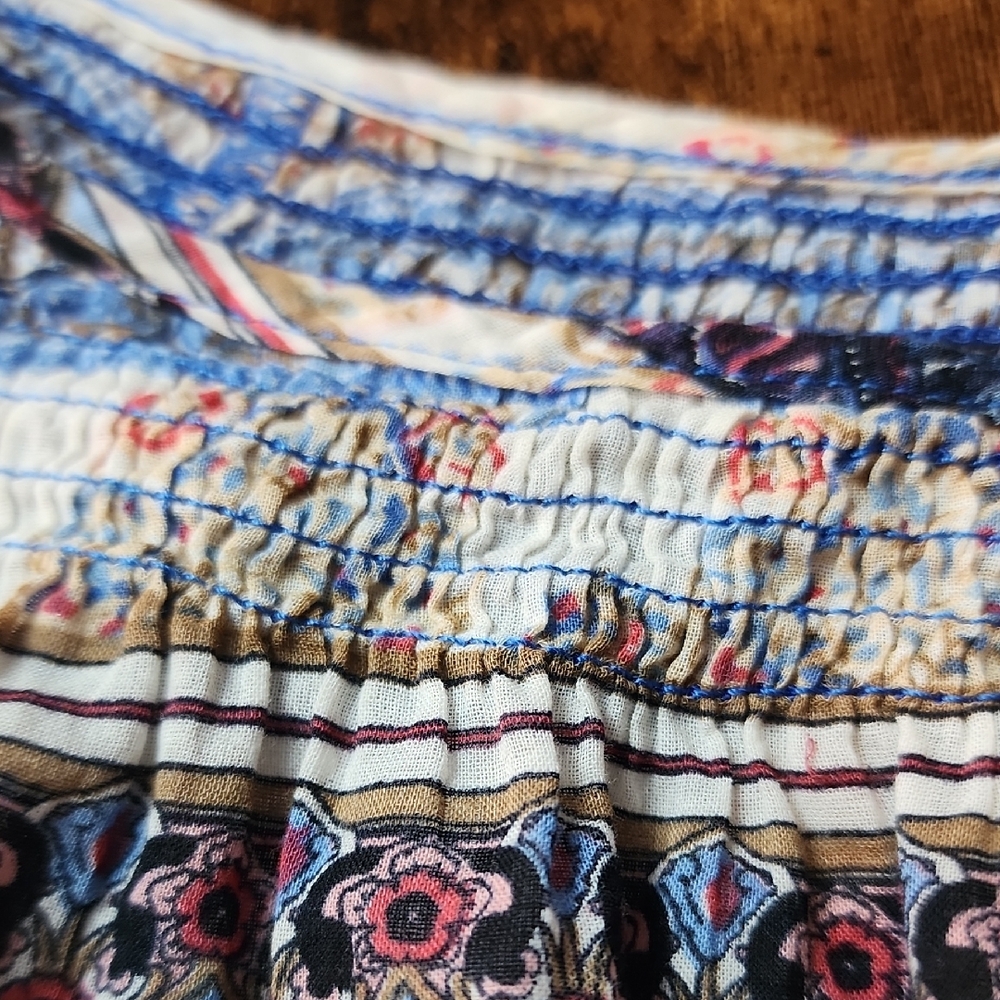 SUNDANCE | Multicolor Paisley Boho Semi-Sheer Cotton Floral Button Blouse | L - Picture 12 of 13